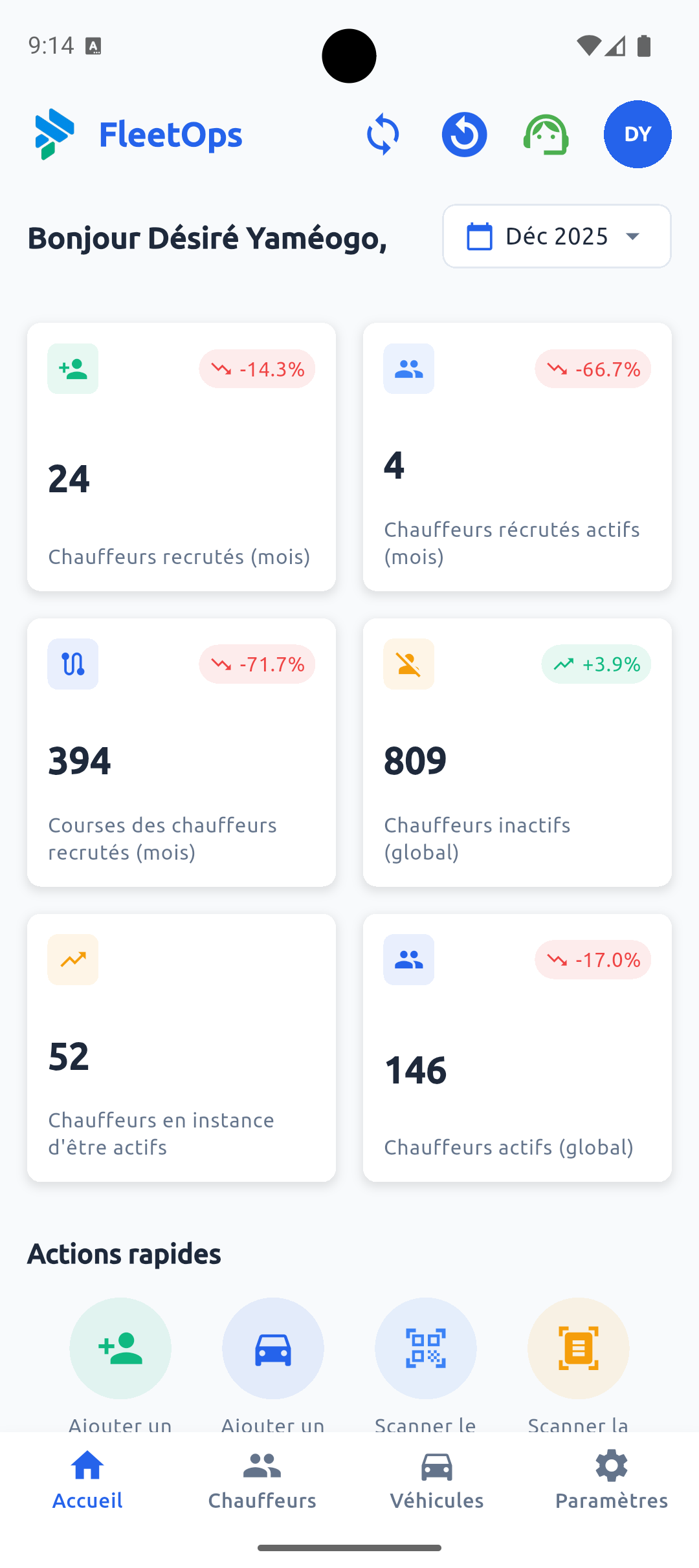 Application mobile FleetOps - Solution flotte partenaires Yango